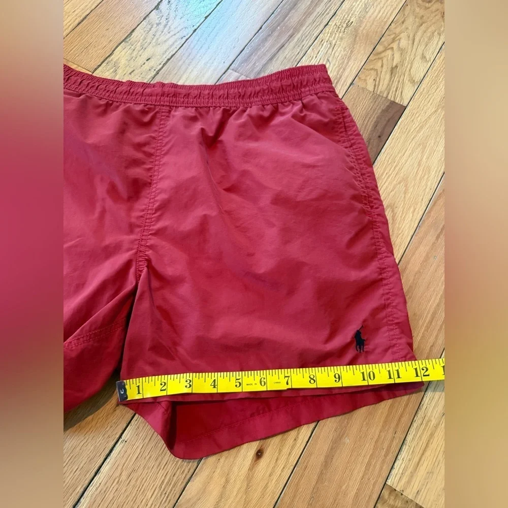 VTG Polo Ralph Lauren Red Swim Trunks Lined Lifeguard Shorts Men’s Size L